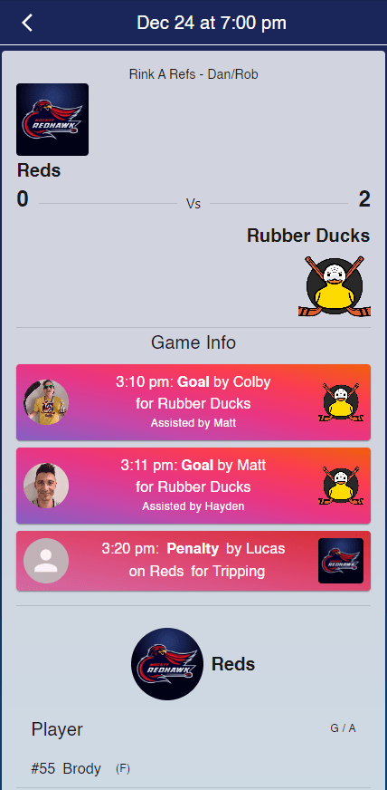 Live game scoring detail in OutScore